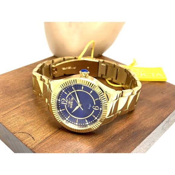 Invicta Women's Watch 28281 Angel Blue Dial Gold Stainless Steel Quartz 35mm - Picture 7 of 13